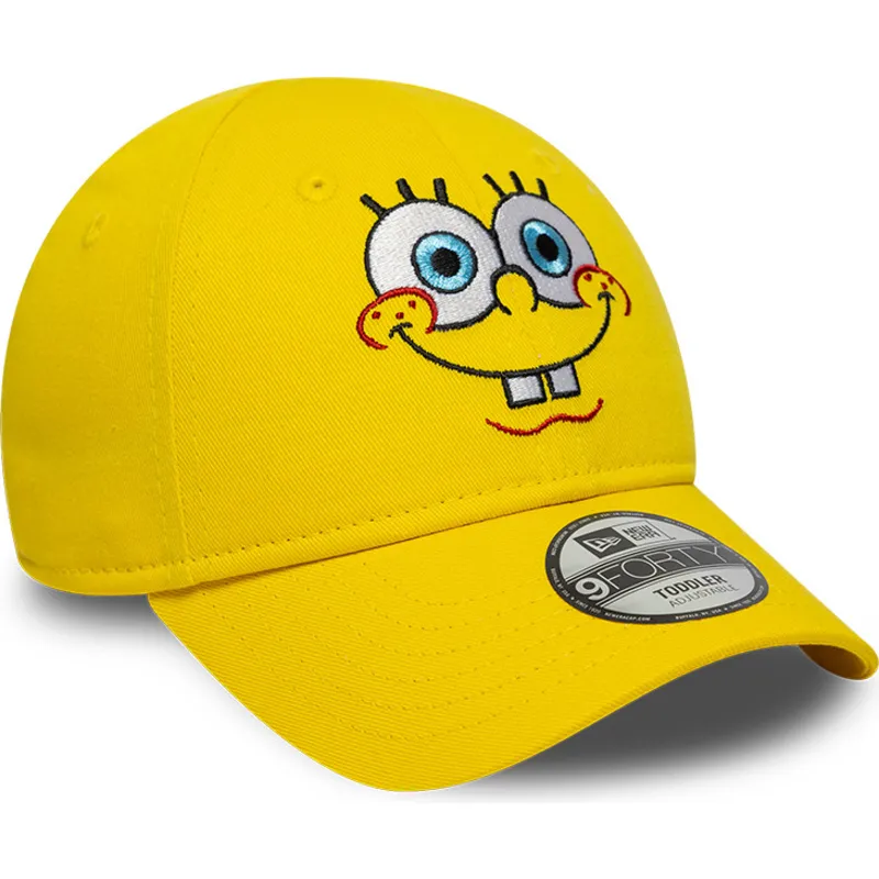 casquette-courbee-jaune-ajustable-pour-enfant-9forty-face-bob-l-eponge-new-era
