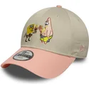casquette-courbee-beige-et-rose-snapback-pour-enfant-9forty-bob-l-eponge-et-patrick-etoile-mer-new-era
