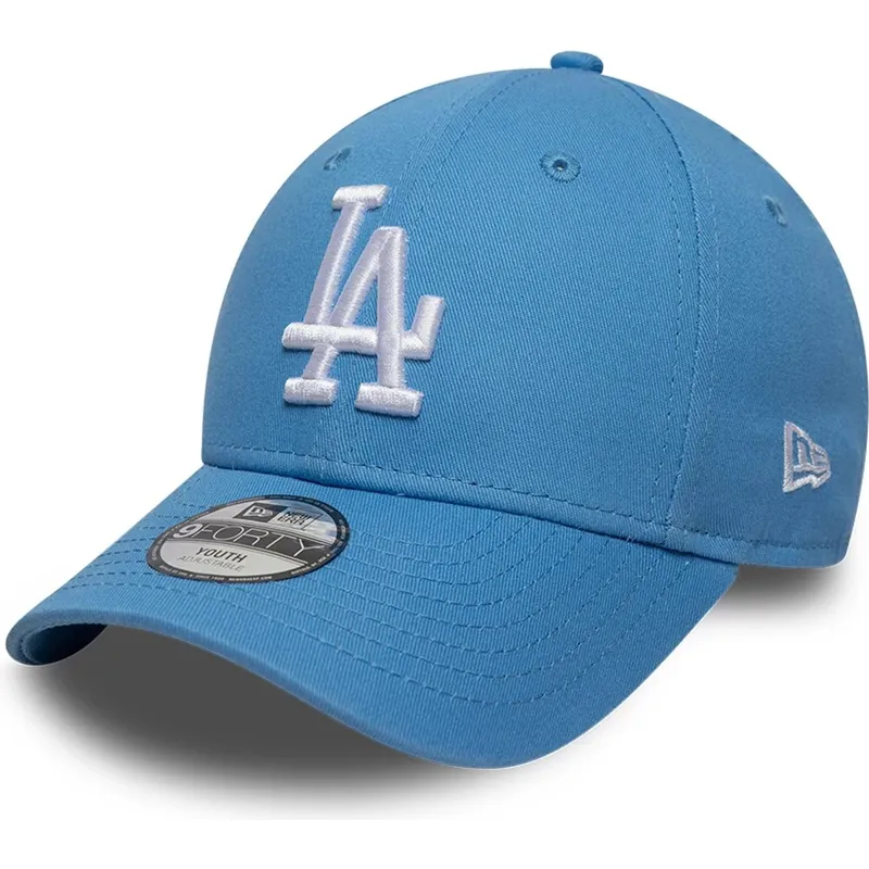 casquette-courbee-bleue-claire-ajustable-pour-enfant-9forty-essential-los-angeles-dodgers-mlb-new-era