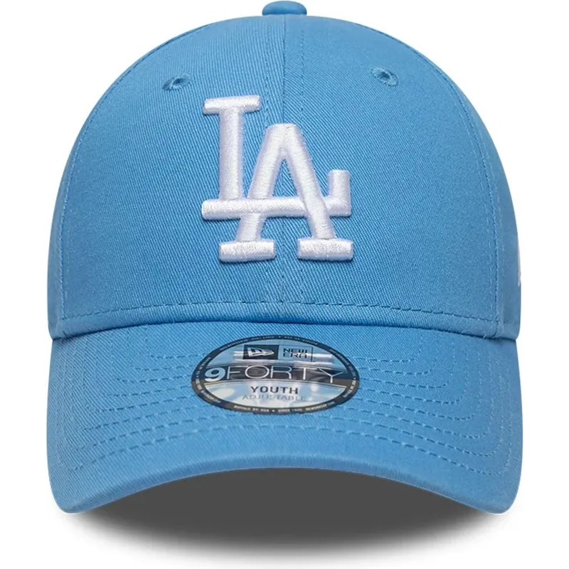 casquette-courbee-bleue-claire-ajustable-pour-enfant-9forty-essential-los-angeles-dodgers-mlb-new-era