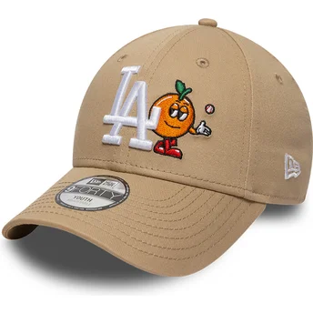 Beżowa zakrzywiona czapka regulowana dla chłopca 9FORTY Icon Los Angeles Dodgers MLB New Era