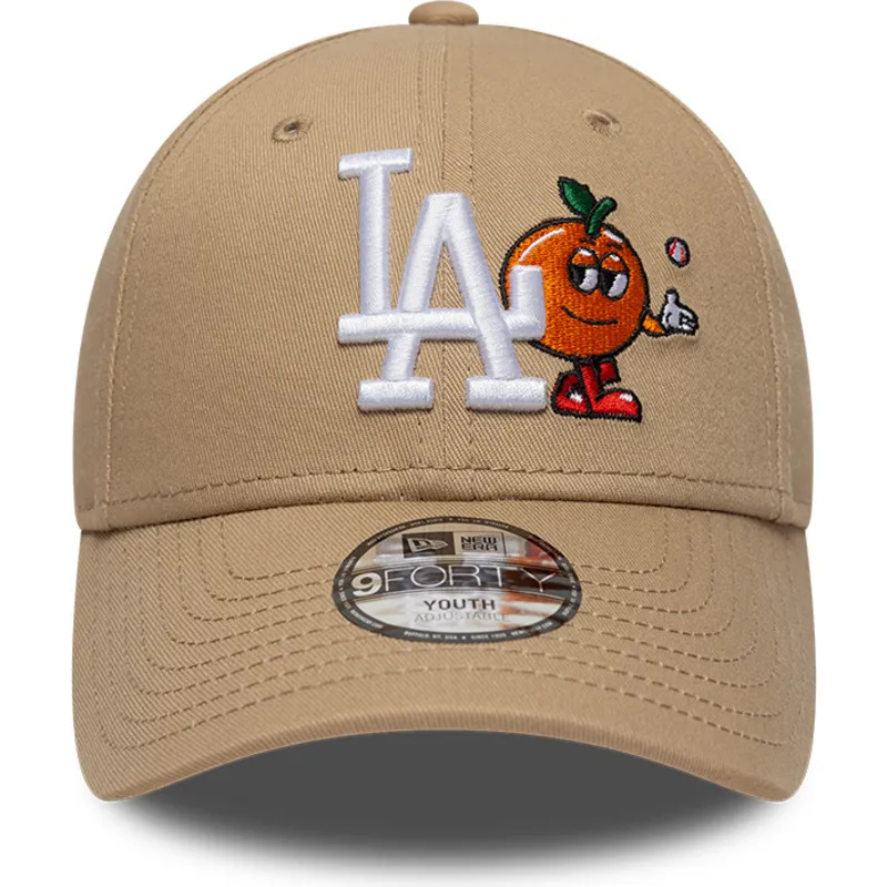 bezowa-zakrzywiona-czapka-regulowana-dla-chlopca-9forty-icon-los-angeles-dodgers-mlb-new-era