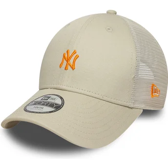 Casquette trucker beige ajustable avec logo orange pour enfant 9FORTY Homefield New York Yankees MLB New Era