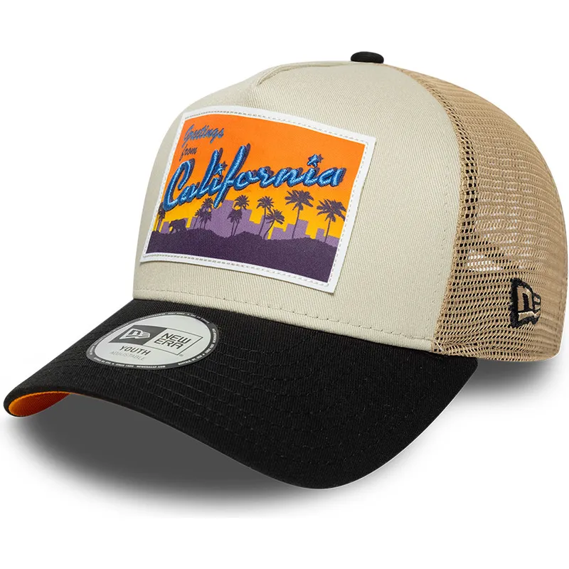 czapka-trucker-bezowa-dla-chlopca-a-frame-location-patch-california-new-era