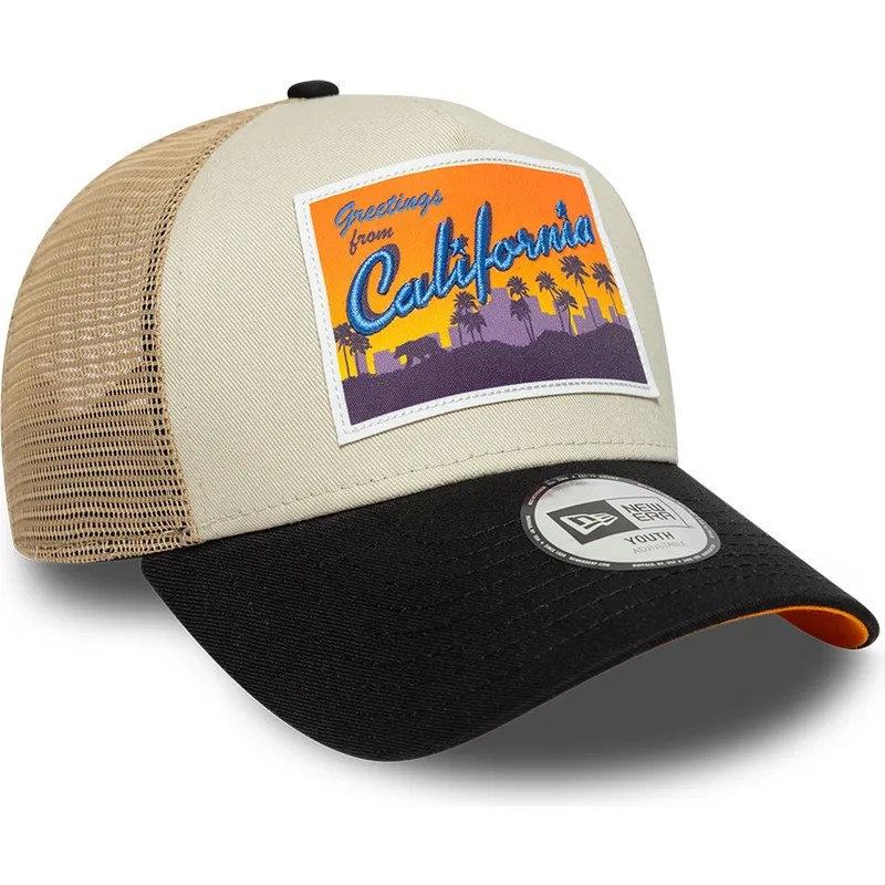 czapka-trucker-bezowa-dla-chlopca-a-frame-location-patch-california-new-era