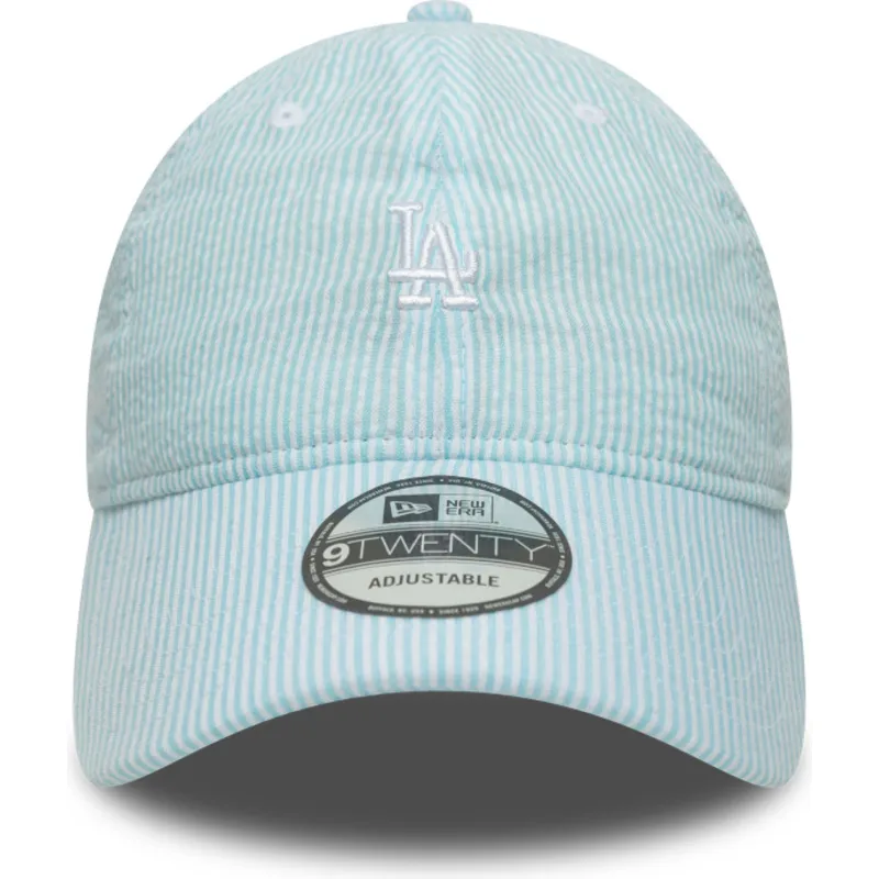cap-izliekta-blue-adjustable-strap-9twenty-seersucker-no-los-angeles-dodgers-mlb-no-new-era