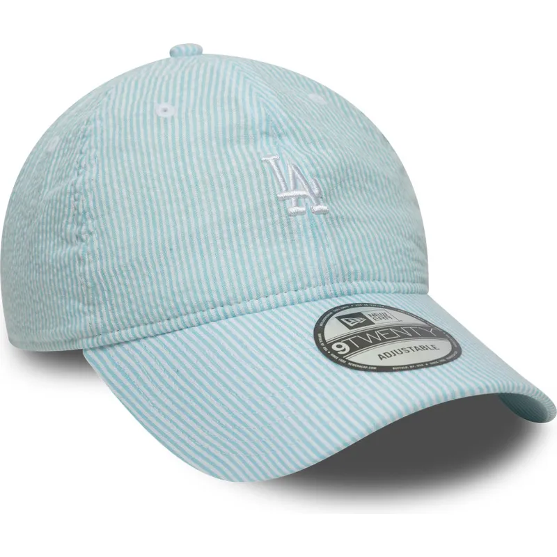 cap-izliekta-blue-adjustable-strap-9twenty-seersucker-no-los-angeles-dodgers-mlb-no-new-era