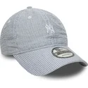 marineblaue-verstellbare-curved-cap-9twenty-seersucker-der-new-york-yankees-mlb-von-new-era