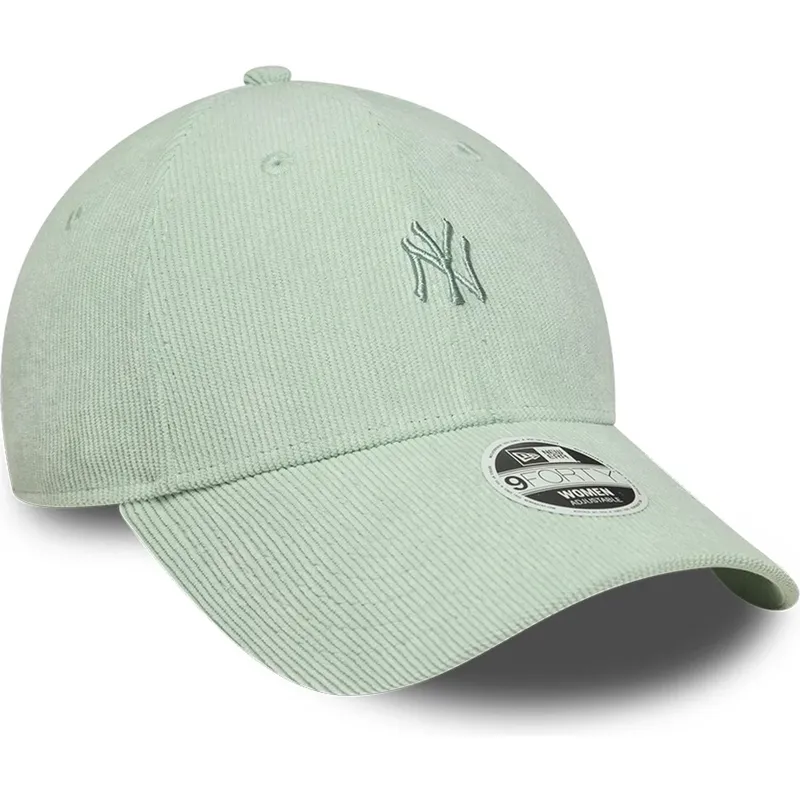 casquette-courbee-verte-ajustable-pour-femme-9forty-mini-cord-new-york-yankees-mlb-new-era