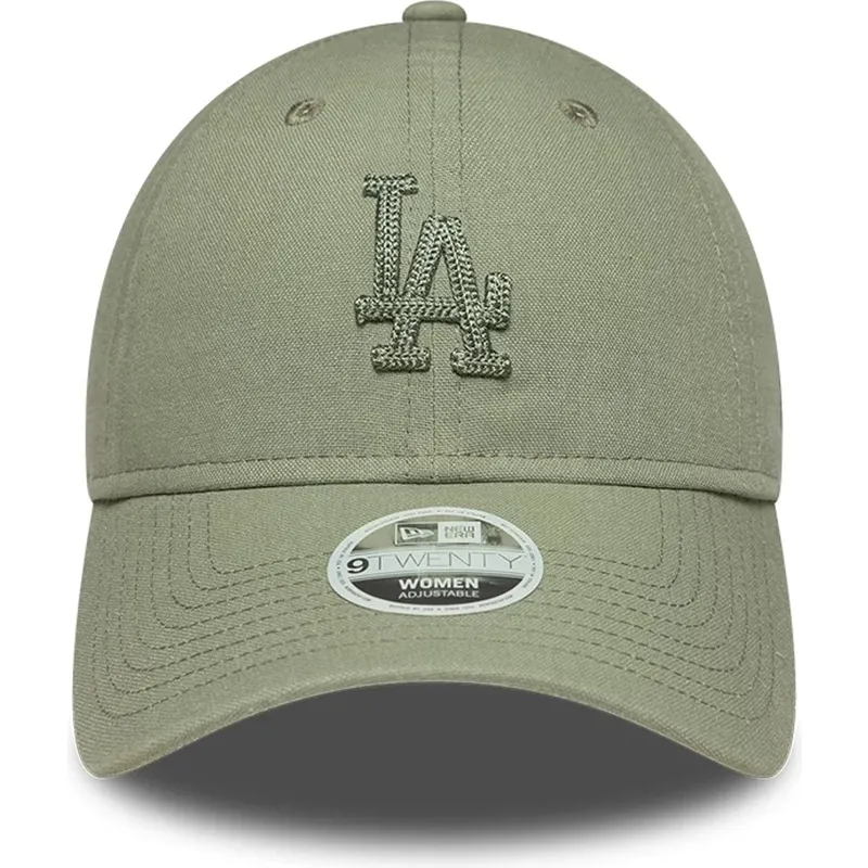 casquette-courbee-verte-ajustable-avec-logo-vert-pour-femme-9twenty-midi-linen-los-angeles-dodgers-mlb-new-era