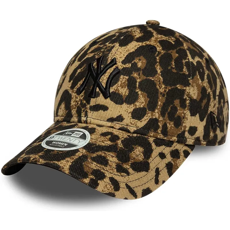 verstellbare-damen-kappe-mit-leopardenmuster-und-schwarzem-logo-9twenty-leopard-der-new-york-yankees-mlb-von-new-era
