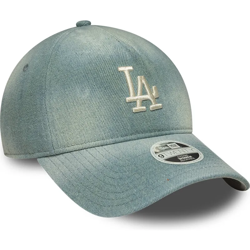 cepur-izliekta-zils-regulejama-lente-9twenty-a-frame-denim-no-los-angeles-dodgers-mlb-no-new-era