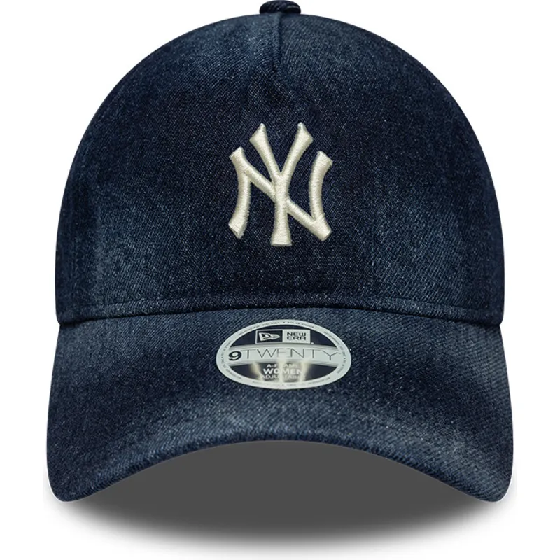 casquette-courbee-bleue-marine-ajustable-pour-femme-9twenty-a-frame-denim-new-york-yankees-mlb-new-era