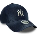 new-era-curved-brim-women-9twenty-a-frame-denim-new-york-yankees-mlb-navy-blue-adjustable-cap