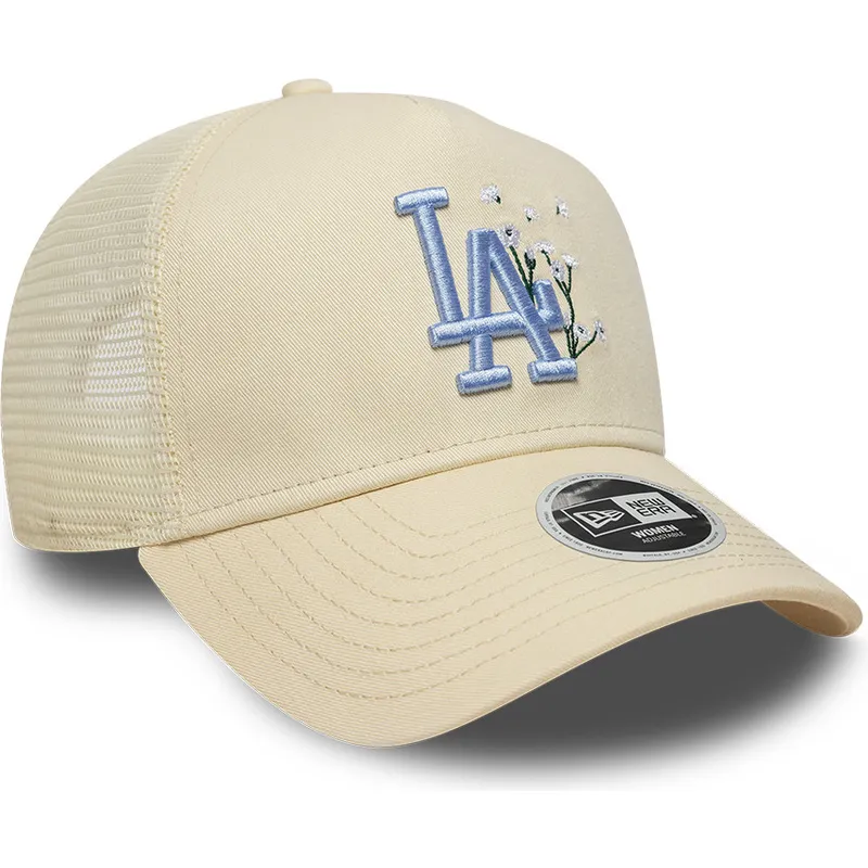 czapka-trucker-bezowa-z-niebieskim-logo-dla-kobiet-9forty-a-frame-floral-los-angeles-dodgers-mlb-new-era