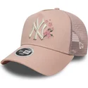 cepur-izliekta-truckeris-roza-snapback-9forty-a-frame-floral-no-new-york-yankees-mlb-no-new-era