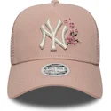 cepur-izliekta-truckeris-roza-snapback-9forty-a-frame-floral-no-new-york-yankees-mlb-no-new-era