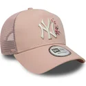 cepur-izliekta-truckeris-roza-snapback-9forty-a-frame-floral-no-new-york-yankees-mlb-no-new-era
