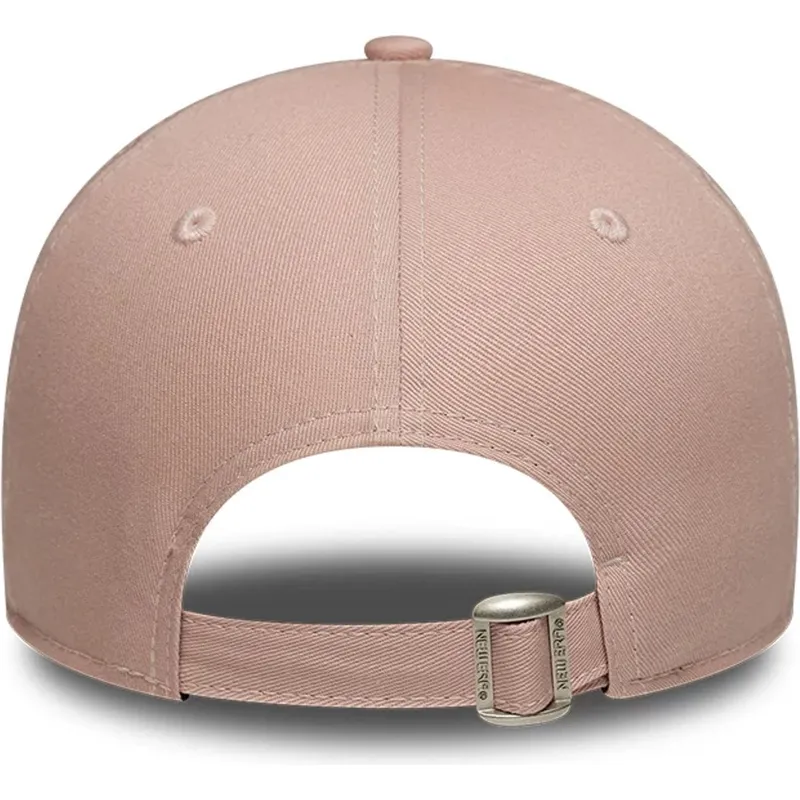 rosa-verstellbare-curved-cap-mit-rosa-logo-fur-damen-9forty-league-essential-der-new-york-yankees-mlb-von-new-era