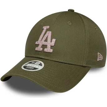 Casquette courbée verte ajustable pour femme 9FORTY Metallic Los Angeles Dodgers MLB New Era