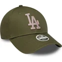 new-era-curved-brim-women-9forty-metallic-los-angeles-dodgers-mlb-green-adjustable-cap