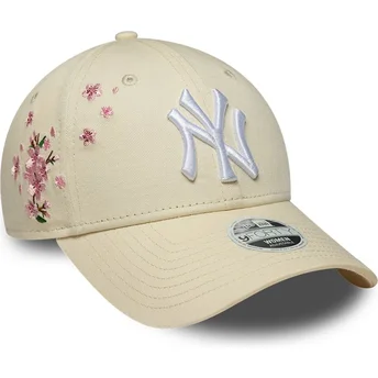 Cepur izliekta bēšs regulējams 9FORTY Floral Icon Side no New York Yankees MLB no New Era