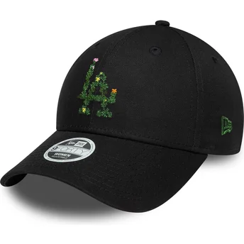 Czarna regulowana czapka z zakrzywionym daszkiem dla kobiet 9FORTY Floral Infill Los Angeles Dodgers MLB New Era