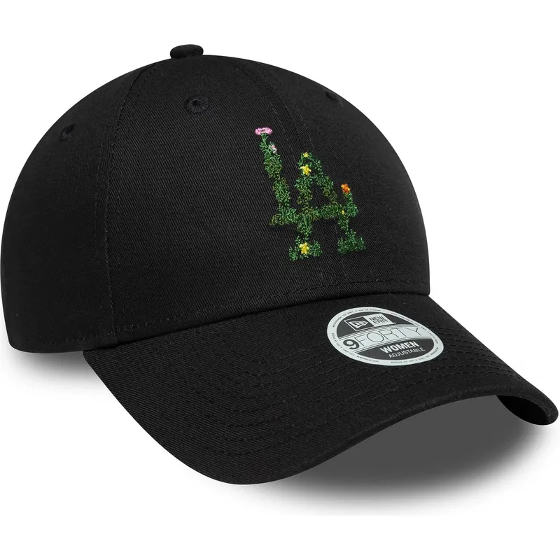 czarna-regulowana-czapka-z-zakrzywionym-daszkiem-dla-kobiet-9forty-floral-infill-los-angeles-dodgers-mlb-new-era