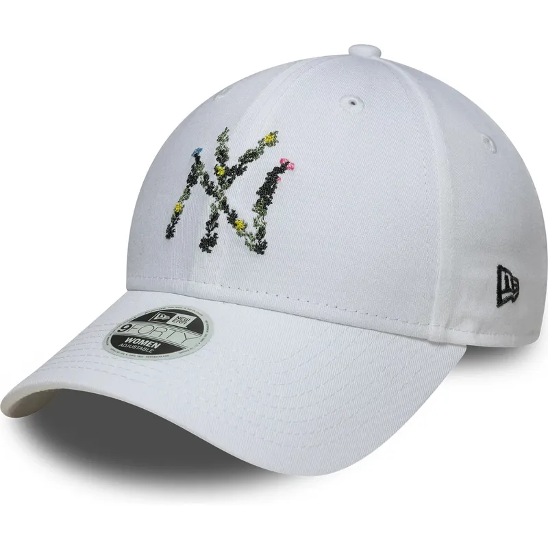 cepur-izliekta-balts-regulejama-lente-9forty-floral-infill-no-new-york-yankees-mlb-no-new-era