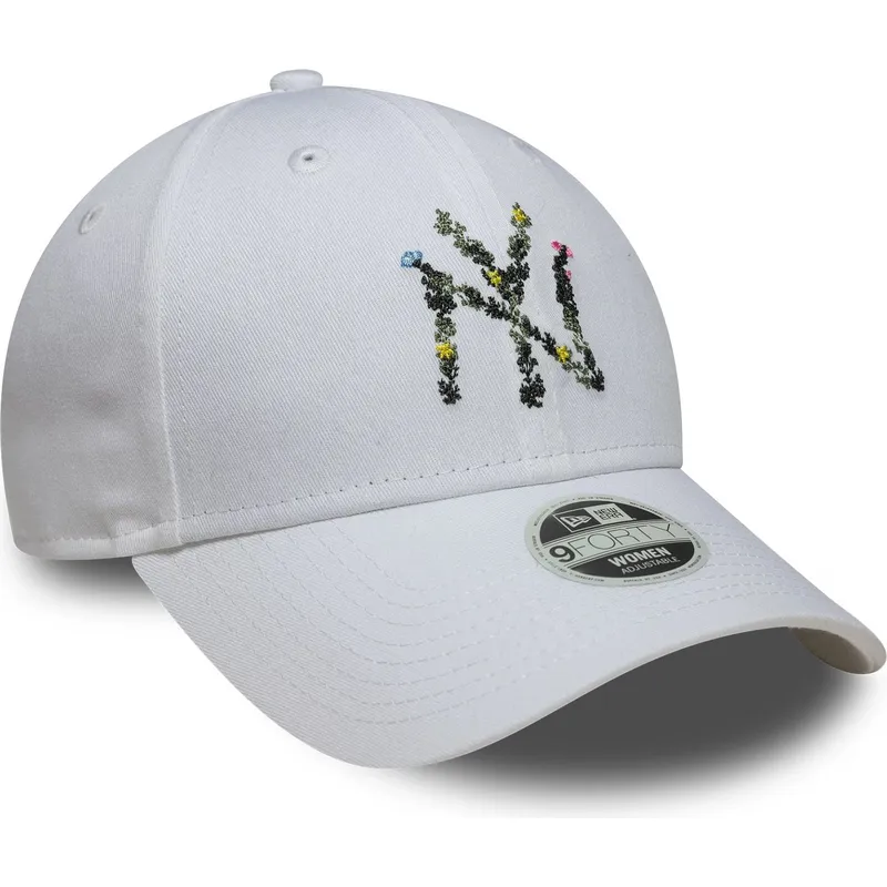 cepur-izliekta-balts-regulejama-lente-9forty-floral-infill-no-new-york-yankees-mlb-no-new-era