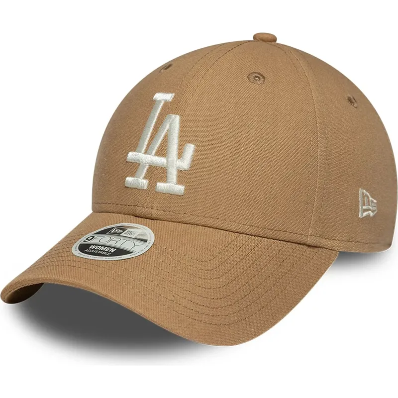 cap-izliekta-brown-adjustable-strap-9forty-linen-no-los-angeles-dodgers-mlb-no-new-era