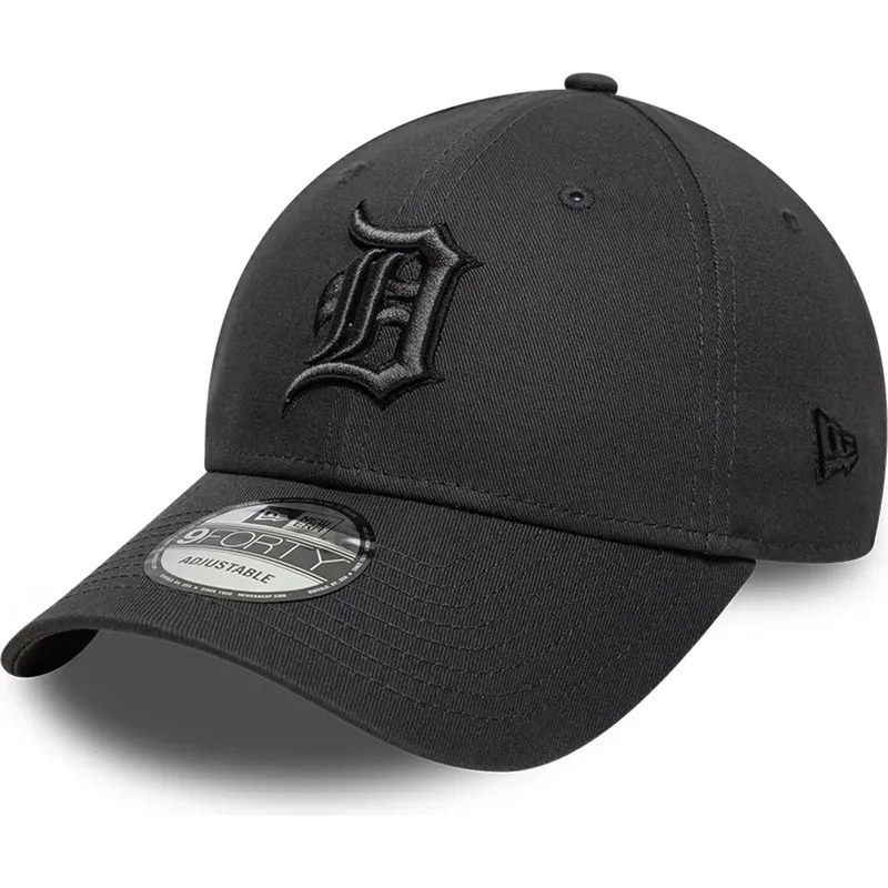 schwarze-verstellbare-curved-cap-mit-schwarzem-logo-9forty-team-outline-von-detroit-tigers-mlb-von-new-era
