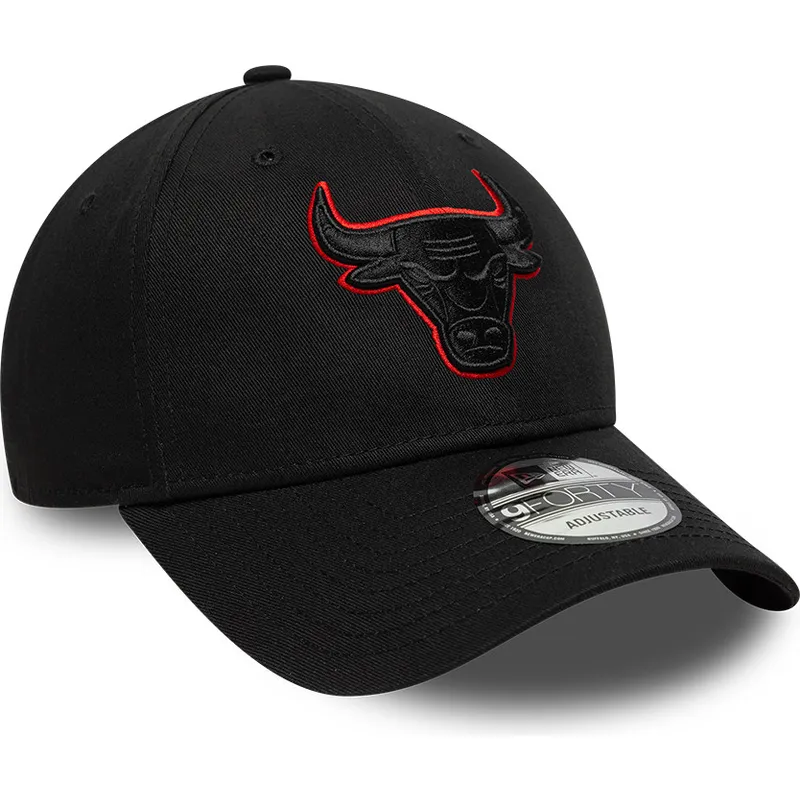 casquette-courbee-noire-ajustable-avec-logo-noir-9forty-team-outline-chicago-bulls-nba-new-era