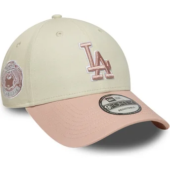 Cepur izliekta bēšs regulējama lente rosa rosa 9FORTY World Series Patch no Los Angeles Dodgers MLB no New Era