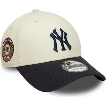 Casquette courbée beige et bleue marine ajustable avec logo bleu marine 9FORTY World Series New York Yankees MLB New Era