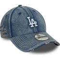 casquette-courbee-bleue-ajustable-9forty-acid-wash-denim-los-angeles-dodgers-mlb-new-era