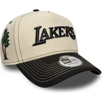 Casquette courbée beige et noire snapback E Frame City Icon Los Angeles Lakers NBA New Era