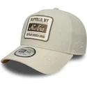 casquette-courbee-beige-snapback-e-frame-patch-linen-new-era