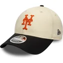 bezowo-czarna-zakrzywiona-czapka-snapback-9forty-m-crown-side-script-new-york-mets-mlb-new-era
