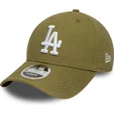 casquette-courbee-verte-snapback-9forty-m-crown-linen-los-angeles-dodgers-mlb-new-era