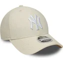 casquette-courbee-beige-snapback-9forty-m-crown-linen-new-york-yankees-mlb-new-era