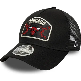 Schwarze Trucker-Kappe 9FORTY M-Crown A Frame Chicago Bulls NBA von New Era