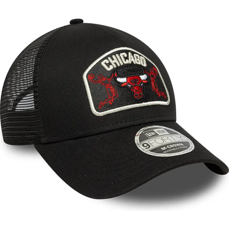 cepur-izliekta-soferis-melns-snapback-9forty-m-crown-a-frame-no-chicago-bulls-nba-no-new-era