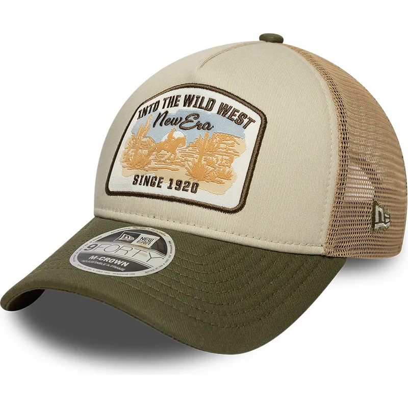 czapka-trucker-bezowo-zielona-9forty-m-crown-a-frame-new-era