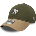 gorra-curva-verde-y-marron-ajustable-9twenty-mini-washed-contrast-de-oakland-athletics-mlb-de-new-era