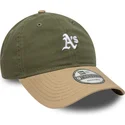 gorra-curva-verde-y-marron-ajustable-9twenty-mini-washed-contrast-de-oakland-athletics-mlb-de-new-era
