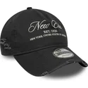 new-era-curved-brim-9twenty-wash-distress-a-frame-black-adjustable-cap