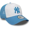 trucker-cap-blau-und-weiss-mit-blauem-logo-a-frame-league-essential-von-new-york-yankees-mlb-von-new-era