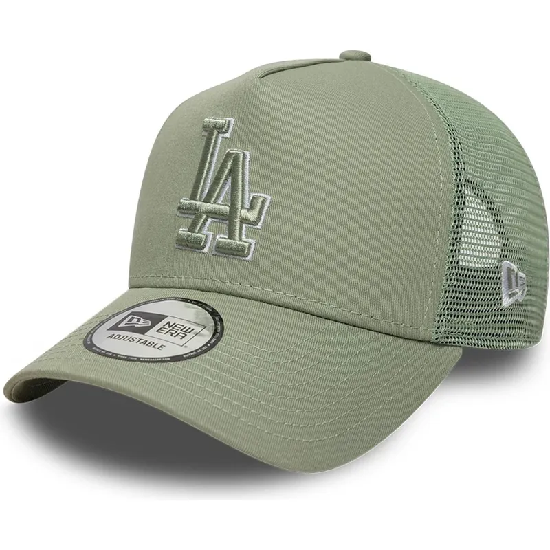 casquette-trucker-verte-avec-logo-vert-a-frame-outline-los-angeles-dodgers-mlb-new-era
