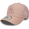 casquette-trucker-rose-avec-logo-rose-a-frame-outline-new-york-yankees-mlb-new-era